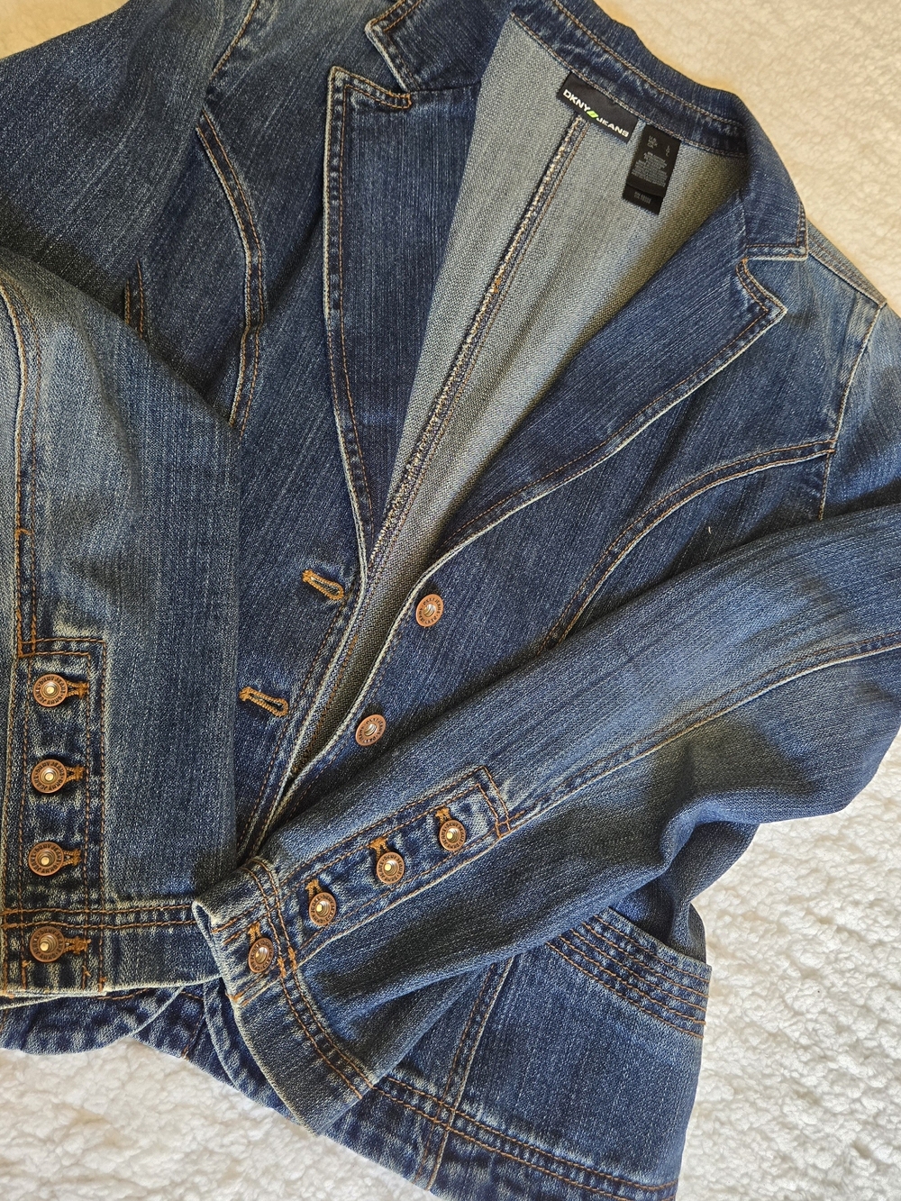 DKNY Jeans Y2K Denim Blazer Jacket Women's L